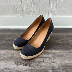 J. Crew Navy Espadrille Wedges